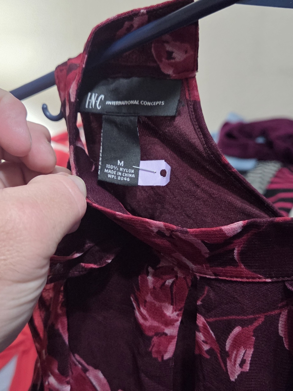 INC International Concepts Burgundy Floral Tank Dress